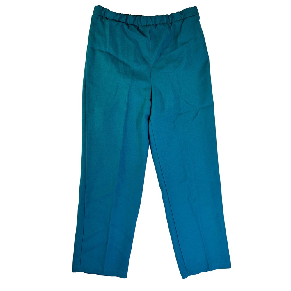 Act III Vintage Teal Green Elastic Waist Straight Leg Pull On Pants Trousers